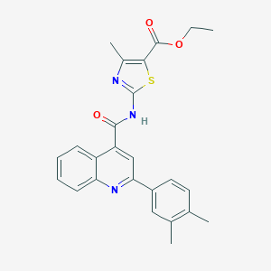 molecular formula C25H23N3O3S B329643 Ethyl 2-({[2-(3,4-dimethylphenyl)-4-quinolinyl]carbonyl}amino)-4-methyl-1,3-thiazole-5-carboxylate 