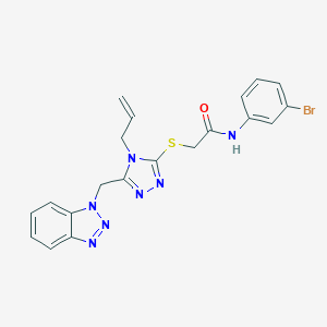 molecular formula C20H18BrN7OS B329645 2-{[4-allyl-5-(1H-1,2,3-benzotriazol-1-ylmethyl)-4H-1,2,4-triazol-3-yl]sulfanyl}-N-(3-bromophenyl)acetamide 