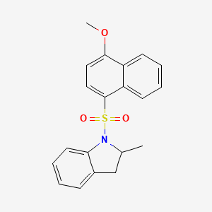 molecular formula C20H19NO3S B3296474 1-[(4-methoxynaphthalen-1-yl)sulfonyl]-2-methyl-2,3-dihydro-1H-indole CAS No. 893667-99-7