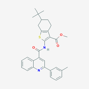 molecular formula C31H32N2O3S B329648 Methyl 6-tert-butyl-2-({[2-(3-methylphenyl)-4-quinolinyl]carbonyl}amino)-4,5,6,7-tetrahydro-1-benzothiophene-3-carboxylate 