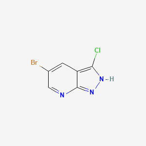 molecular formula C6H3BrClN3 B3296489 5-bromo-3-chloro-1H-pyrazolo[3,4-b]pyridine CAS No. 893722-46-8