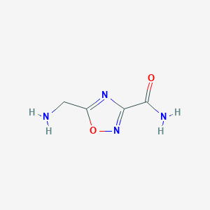 molecular formula C4H6N4O2 B3296526 5-(Aminomethyl)-1,2,4-oxadiazole-3-carboxamide CAS No. 893752-05-1