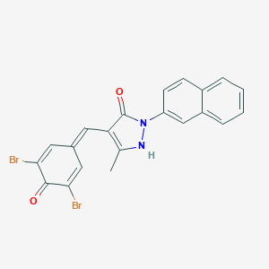 molecular formula C21H14Br2N2O2 B329654 4-[(3,5-dibromo-4-oxocyclohexa-2,5-dien-1-ylidene)methyl]-5-methyl-2-naphthalen-2-yl-1H-pyrazol-3-one 