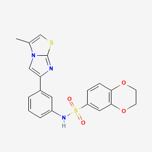 molecular formula C20H17N3O4S2 B3296574 N-(3-{3-methylimidazo[2,1-b][1,3]thiazol-6-yl}phenyl)-2,3-dihydro-1,4-benzodioxine-6-sulfonamide CAS No. 893976-25-5