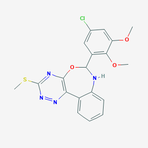 molecular formula C19H17ClN4O3S B329658 6-(5-Chloro-2,3-dimethoxyphenyl)-3-(methylsulfanyl)-6,7-dihydro[1,2,4]triazino[5,6-d][3,1]benzoxazepine 