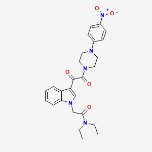 molecular formula C26H29N5O5 B3296601 N,N-diethyl-2-(3-{2-[4-(4-nitrophenyl)piperazin-1-yl]-2-oxoacetyl}-1H-indol-1-yl)acetamide CAS No. 893985-14-3