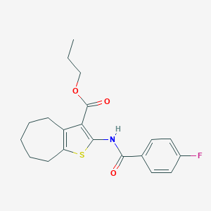 molecular formula C20H22FNO3S B329663 propyl 2-[(4-fluorobenzoyl)amino]-5,6,7,8-tetrahydro-4H-cyclohepta[b]thiophene-3-carboxylate 