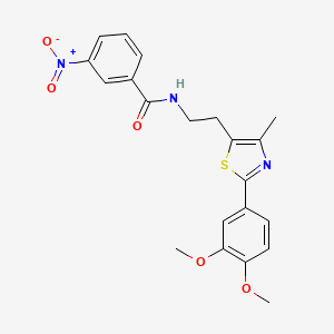 molecular formula C21H21N3O5S B3296649 N-{2-[2-(3,4-dimethoxyphenyl)-4-methyl-1,3-thiazol-5-yl]ethyl}-3-nitrobenzamide CAS No. 893997-00-7