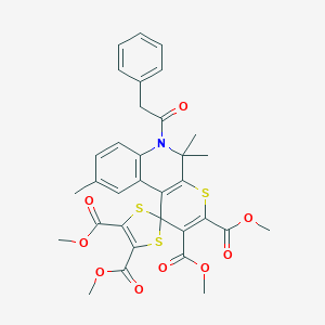 Tetramethyl 5',5',9'-trimethyl-6'-(phenylacetyl)-5',6'-dihydrospiro[1,3-dithiole-2,1'-thiopyrano[2,3-c]quinoline]-2',3',4,5-tetracarboxylate