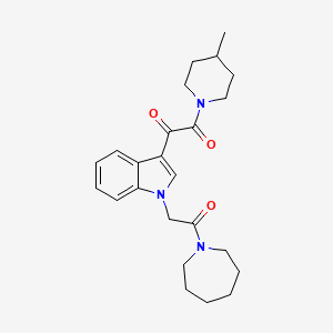 molecular formula C24H31N3O3 B3296703 1-(1-(2-(azepan-1-yl)-2-oxoethyl)-1H-indol-3-yl)-2-(4-methylpiperidin-1-yl)ethane-1,2-dione CAS No. 893999-70-7