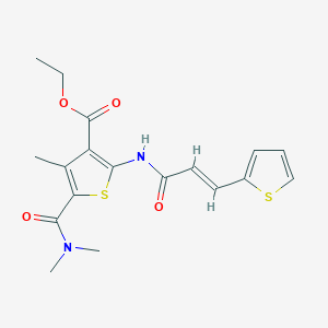 molecular formula C18H20N2O4S2 B329671 Ethyl 5-[(dimethylamino)carbonyl]-4-methyl-2-{[3-(2-thienyl)acryloyl]amino}-3-thiophenecarboxylate 