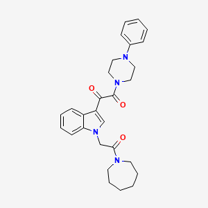 molecular formula C28H32N4O3 B3296711 1-(1-(2-(azepan-1-yl)-2-oxoethyl)-1H-indol-3-yl)-2-(4-phenylpiperazin-1-yl)ethane-1,2-dione CAS No. 894000-24-9