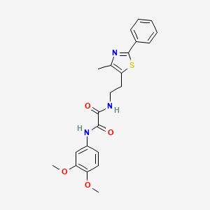 molecular formula C22H23N3O4S B3296743 N1-(3,4-dimethoxyphenyl)-N2-(2-(4-methyl-2-phenylthiazol-5-yl)ethyl)oxalamide CAS No. 894012-03-4