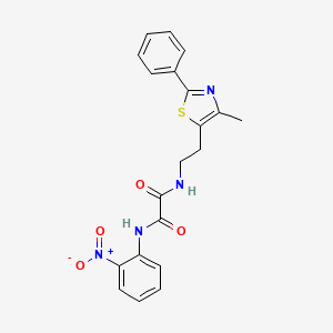 molecular formula C20H18N4O4S B3296744 N-[2-(4-methyl-2-phenyl-1,3-thiazol-5-yl)ethyl]-N'-(2-nitrophenyl)ethanediamide CAS No. 894012-20-5