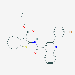 molecular formula C29H27BrN2O3S B329679 propyl 2-({[2-(3-bromophenyl)-4-quinolinyl]carbonyl}amino)-5,6,7,8-tetrahydro-4H-cyclohepta[b]thiophene-3-carboxylate 