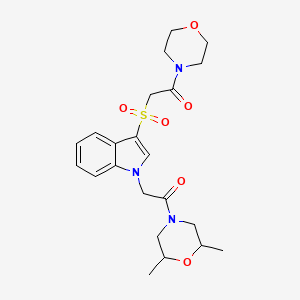 molecular formula C22H29N3O6S B3296796 1-(2,6-dimethylmorpholino)-2-(3-((2-morpholino-2-oxoethyl)sulfonyl)-1H-indol-1-yl)ethanone CAS No. 894020-47-4