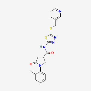 molecular formula C20H19N5O2S2 B3296804 1-(2-methylphenyl)-5-oxo-N-(5-{[(pyridin-3-yl)methyl]sulfanyl}-1,3,4-thiadiazol-2-yl)pyrrolidine-3-carboxamide CAS No. 894023-68-8