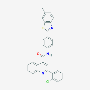 molecular formula C30H20ClN3OS B329681 2-(2-chlorophenyl)-N-[4-(6-methyl-1,3-benzothiazol-2-yl)phenyl]quinoline-4-carboxamide 