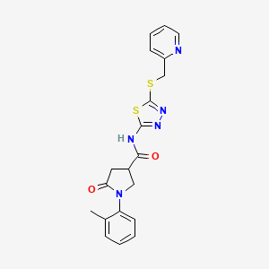 molecular formula C20H19N5O2S2 B3296810 1-(2-methylphenyl)-5-oxo-N-(5-{[(pyridin-2-yl)methyl]sulfanyl}-1,3,4-thiadiazol-2-yl)pyrrolidine-3-carboxamide CAS No. 894023-82-6