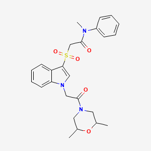 2-((1-(2-(2,6-dimethylmorpholino)-2-oxoethyl)-1H-indol-3-yl)sulfonyl)-N-methyl-N-phenylacetamide
