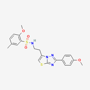 molecular formula C21H22N4O4S2 B3296828 2-methoxy-N-(2-(2-(4-methoxyphenyl)thiazolo[3,2-b][1,2,4]triazol-6-yl)ethyl)-5-methylbenzenesulfonamide CAS No. 894027-65-7