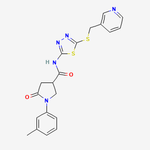 molecular formula C20H19N5O2S2 B3296831 1-(3-methylphenyl)-5-oxo-N-(5-{[(pyridin-3-yl)methyl]sulfanyl}-1,3,4-thiadiazol-2-yl)pyrrolidine-3-carboxamide CAS No. 894029-57-3