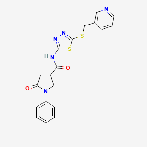 molecular formula C20H19N5O2S2 B3296838 1-(4-methylphenyl)-5-oxo-N-(5-{[(pyridin-3-yl)methyl]sulfanyl}-1,3,4-thiadiazol-2-yl)pyrrolidine-3-carboxamide CAS No. 894035-49-5