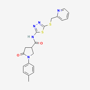 molecular formula C20H19N5O2S2 B3296841 1-(4-methylphenyl)-5-oxo-N-(5-{[(pyridin-2-yl)methyl]sulfanyl}-1,3,4-thiadiazol-2-yl)pyrrolidine-3-carboxamide CAS No. 894035-62-2