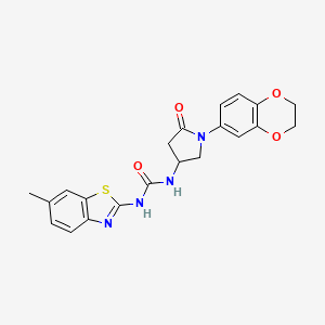 molecular formula C21H20N4O4S B3296853 1-(1-(2,3-Dihydrobenzo[b][1,4]dioxin-6-yl)-5-oxopyrrolidin-3-yl)-3-(6-methylbenzo[d]thiazol-2-yl)urea CAS No. 894041-11-3