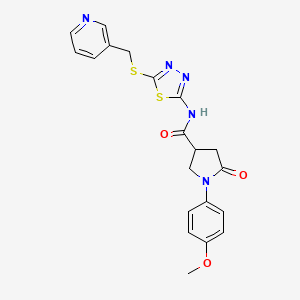 molecular formula C20H19N5O3S2 B3296860 1-(4-methoxyphenyl)-5-oxo-N-[5-(pyridin-3-ylmethylsulfanyl)-1,3,4-thiadiazol-2-yl]pyrrolidine-3-carboxamide CAS No. 894049-32-2
