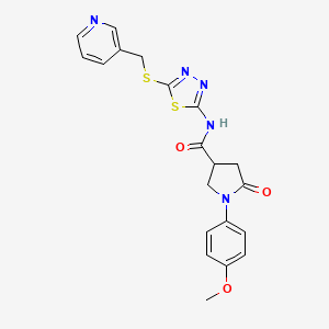 molecular formula C20H19N5O3S2 B3296860 1-(4-methoxyphenyl)-5-oxo-N-(5-{[(pyridin-3-yl)methyl]sulfanyl}-1,3,4-thiadiazol-2-yl)pyrrolidine-3-carboxamide CAS No. 894049-32-2