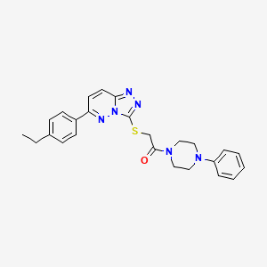 molecular formula C25H26N6OS B3296869 2-((6-(4-Ethylphenyl)-[1,2,4]triazolo[4,3-b]pyridazin-3-yl)thio)-1-(4-phenylpiperazin-1-yl)ethanone CAS No. 894050-20-5