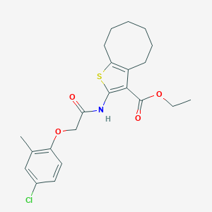 molecular formula C22H26ClNO4S B329688 Ethyl 2-{[(4-chloro-2-methylphenoxy)acetyl]amino}-4,5,6,7,8,9-hexahydrocycloocta[b]thiophene-3-carboxylate 