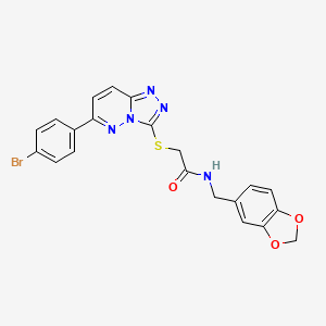 molecular formula C21H16BrN5O3S B3296889 N-(1,3-benzodioxol-5-ylmethyl)-2-{[6-(4-bromophenyl)[1,2,4]triazolo[4,3-b]pyridazin-3-yl]thio}acetamide CAS No. 894053-66-8