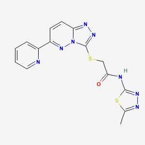 molecular formula C15H12N8OS2 B3296904 N-(5-methyl-1,3,4-thiadiazol-2-yl)-2-((6-(pyridin-2-yl)-[1,2,4]triazolo[4,3-b]pyridazin-3-yl)thio)acetamide CAS No. 894055-79-9