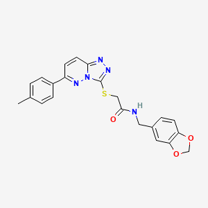 molecular formula C22H19N5O3S B3296928 N-(1,3-benzodioxol-5-ylmethyl)-2-{[6-(4-methylphenyl)[1,2,4]triazolo[4,3-b]pyridazin-3-yl]thio}acetamide CAS No. 894064-74-5