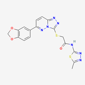 molecular formula C17H13N7O3S2 B3296936 2-((6-(benzo[d][1,3]dioxol-5-yl)-[1,2,4]triazolo[4,3-b]pyridazin-3-yl)thio)-N-(5-methyl-1,3,4-thiadiazol-2-yl)acetamide CAS No. 894065-49-7
