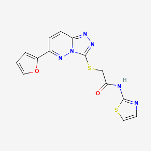 molecular formula C14H10N6O2S2 B3296944 2-[[6-(furan-2-yl)-[1,2,4]triazolo[4,3-b]pyridazin-3-yl]sulfanyl]-N-(1,3-thiazol-2-yl)acetamide CAS No. 894067-72-2