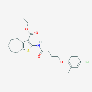 molecular formula C23H28ClNO4S B329700 ethyl 2-{[4-(4-chloro-2-methylphenoxy)butanoyl]amino}-5,6,7,8-tetrahydro-4H-cyclohepta[b]thiophene-3-carboxylate 