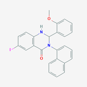 molecular formula C25H19IN2O2 B329701 6-iodo-2-(2-methoxyphenyl)-3-(1-naphthyl)-2,3-dihydro-4(1H)-quinazolinone 