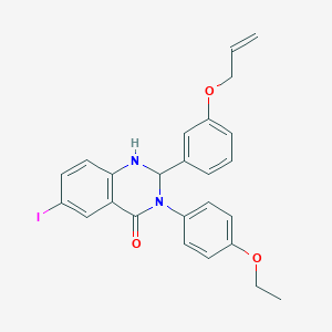 molecular formula C25H23IN2O3 B329702 2-[3-(allyloxy)phenyl]-3-(4-ethoxyphenyl)-6-iodo-2,3-dihydro-4(1H)-quinazolinone 