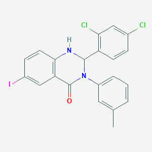 2-(2,4-dichlorophenyl)-6-iodo-3-(3-methylphenyl)-2,3-dihydro-4(1H)-quinazolinone