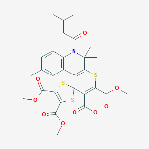 molecular formula C30H33NO9S3 B329705 Tetramethyl 5',5',9'-trimethyl-6'-(3-methylbutanoyl)-5',6'-dihydrospiro[1,3-dithiole-2,1'-thiopyrano[2,3-c]quinoline]-2',3',4,5-tetracarboxylate 