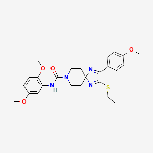molecular formula C25H30N4O4S B3297073 N-(2,5-dimethoxyphenyl)-2-(ethylthio)-3-(4-methoxyphenyl)-1,4,8-triazaspiro[4.5]deca-1,3-diene-8-carboxamide CAS No. 894885-34-8