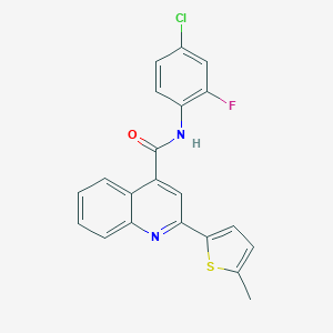 molecular formula C21H14ClFN2OS B329709 N-(4-chloro-2-fluorophenyl)-2-(5-methylthiophen-2-yl)quinoline-4-carboxamide 