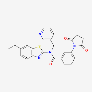 molecular formula C26H22N4O3S B3297096 3-(2,5-dioxopyrrolidin-1-yl)-N-(6-ethylbenzo[d]thiazol-2-yl)-N-(pyridin-3-ylmethyl)benzamide CAS No. 894996-17-9