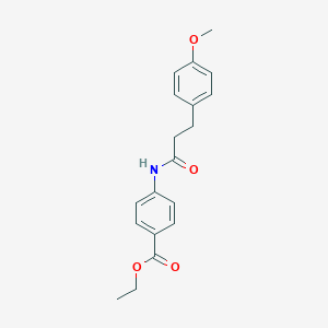 molecular formula C19H21NO4 B329711 Ethyl 4-{[3-(4-methoxyphenyl)propanoyl]amino}benzoate 