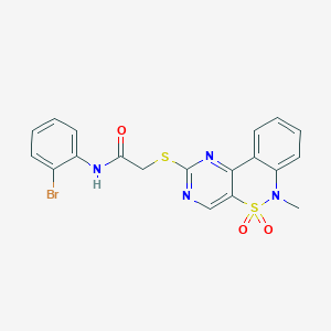 molecular formula C19H15BrN4O3S2 B3297152 N-(2-bromophenyl)-2-[(6-methyl-5,5-dioxido-6H-pyrimido[5,4-c][2,1]benzothiazin-2-yl)thio]acetamide CAS No. 895102-38-2