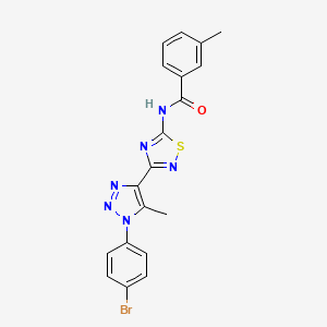 molecular formula C19H15BrN6OS B3297153 N-{3-[1-(4-bromophenyl)-5-methyl-1H-1,2,3-triazol-4-yl]-1,2,4-thiadiazol-5-yl}-3-methylbenzamide CAS No. 895119-35-4