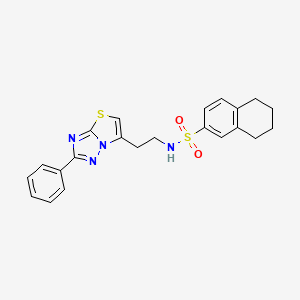 molecular formula C22H22N4O2S2 B3297229 N-(2-(2-phenylthiazolo[3,2-b][1,2,4]triazol-6-yl)ethyl)-5,6,7,8-tetrahydronaphthalene-2-sulfonamide CAS No. 895422-18-1